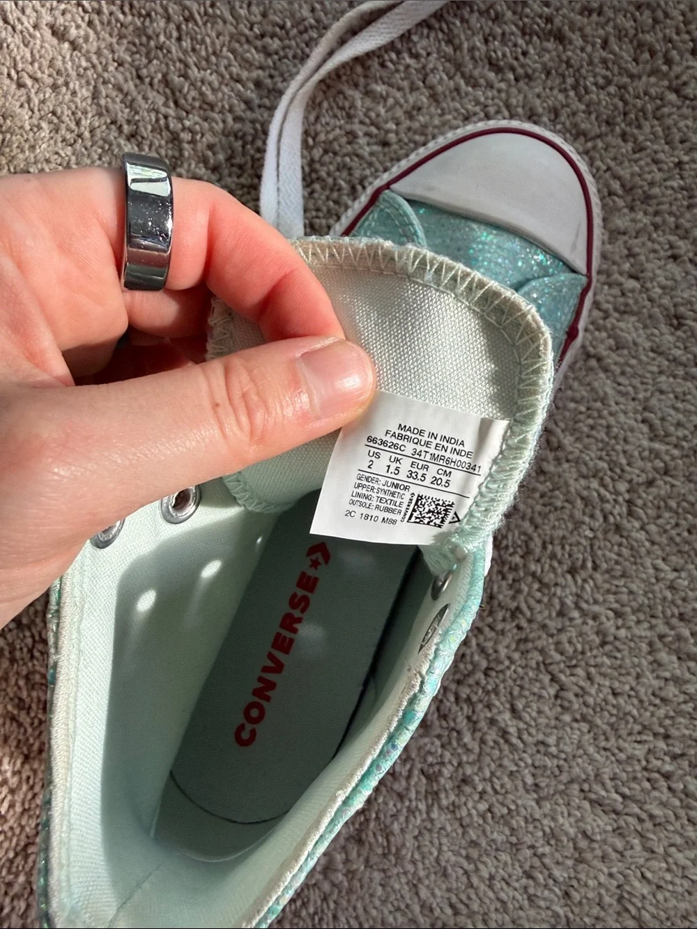 Converse Chuck Taylor All Star Kids High-Top Sneakers - Mint sparkle